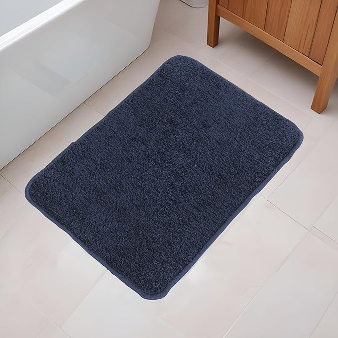 Fash Home Luxury Microfiber Bath Mat – Size 40x60 cm, 1500 GSM Ultra-Absorbent, Quick-Dry, Soft, Non-Slip, Machine Washable, Perfect for Bathroom, Shower, and Floor Use (Navy Blue)