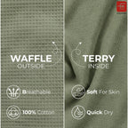 Fash Home-Unisex Bathrobe-Waffle design at Top & Soft TerryTowel inside for quick absorbancy and softness -100% Soft Cotton |Full Size | Perfect for Royal Elite Class Men/Women/Couples (Olive Green)