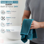 100% Cotton Super & Soft Towel Collection Set of 3 (Bath + Hand + Hand) 500 GSM Large Size (Teal)