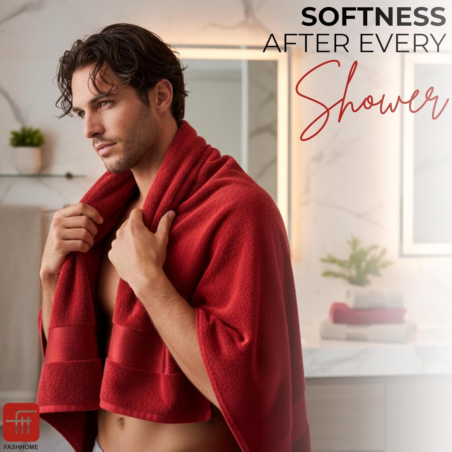 100% Cotton Super & Soft Towel Collection Set of 3 (Bath + Hand + Hand) 500 GSM Large Size (Maroon)