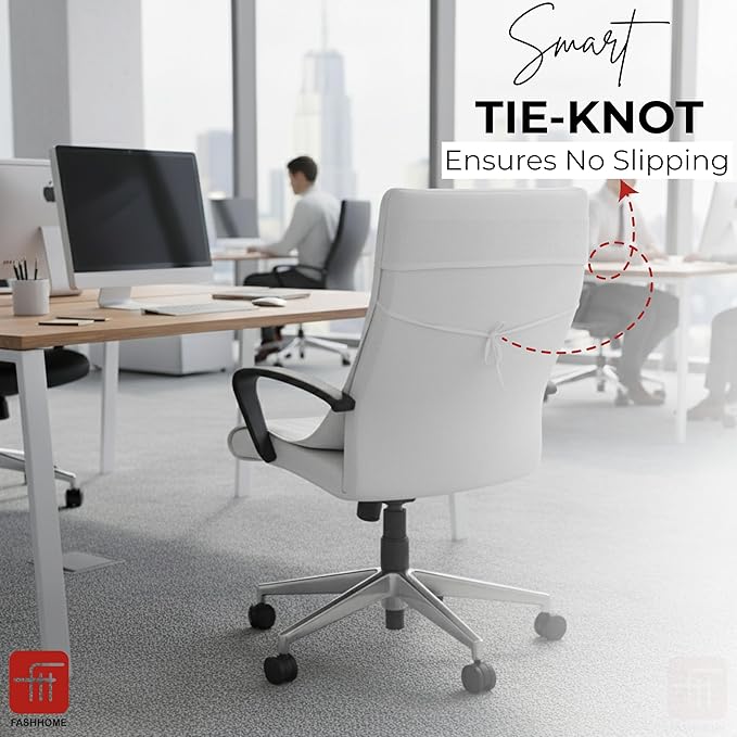 FASH Home Office Chair Towel | Luxury Car Seat Towel Cover | 100% Superfine Cotton | 550 GSM Large Size with Tie Knot | White | Pack of 4