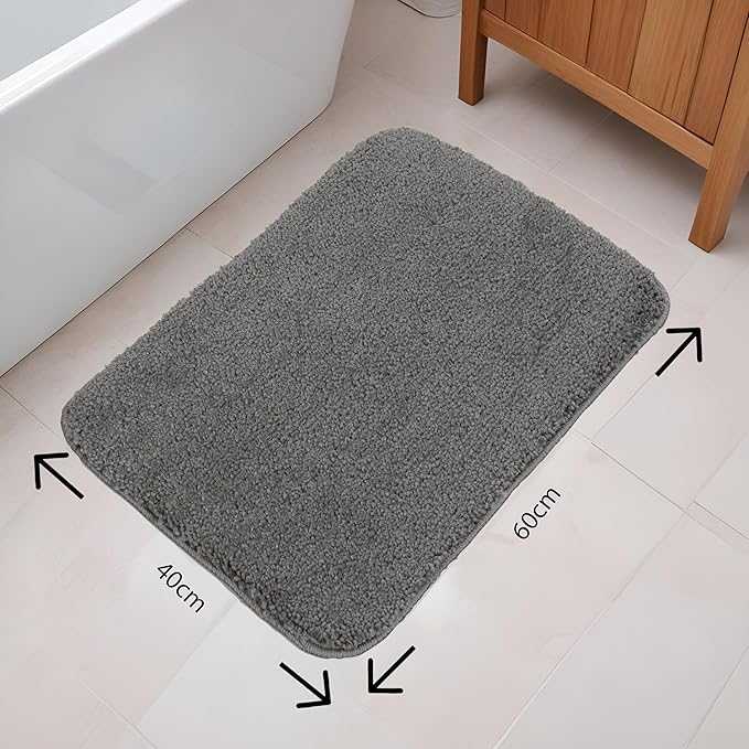 Fash Home Luxury 2000 GSM Microfiber Bathmat 40x60 cm, Ultra Soft, Highly Absorbent, Quick Drying, Non-Slip, Machine Washable, Durable for Bathrooms & Kitchens (Grey)