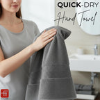100% Cotton Super & Soft Towel Collection Set of 3 (Bath + Hand + Hand) 500 GSM Large Size (Grey)
