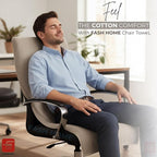 FASH Home Office Chair Towel | Luxury Car Seat Towel Cover | 100% Superfine Cotton | 550 GSM Large Size with Tie Knot | Beige | Pack of 1