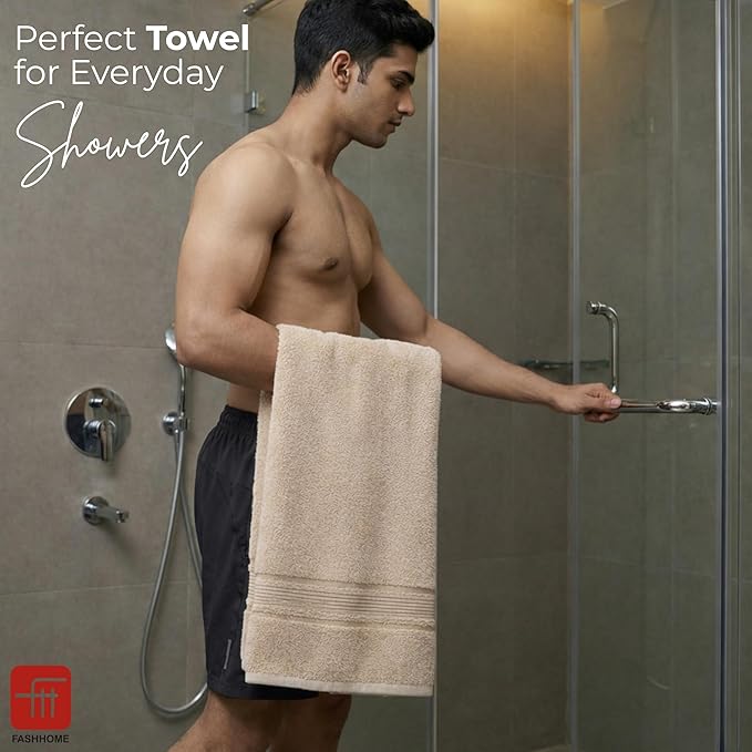 Fash Home 400 GSM Towel 70x140 cm – 1 Pc, Ultra Soft, Highly Absorbent, Quick Dry, Plush & Durable Cotton Bath Towel for Home, Gym & Spa (Beige)