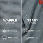 Fash Home-Unisex Bathrobe-Waffle design at Top & Soft TerryTowel inside for quick absorbancy and softness -100% Soft Cotton |Full Size | Perfect for Royal Elite Class Men/Women/Couples (Natural Grey)