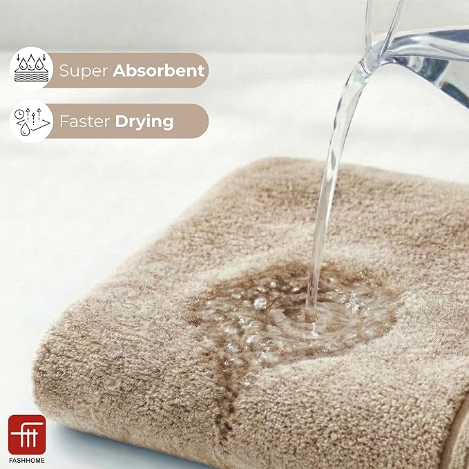 Fash Home 400 GSM Towel 70x140 cm – 1 Pc, Ultra Soft, Highly Absorbent, Quick Dry, Plush & Durable Cotton Bath Towel for Home, Gym & Spa (Beige)
