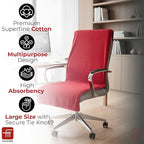 FASH Home Office Chair Towel | Luxury Car Seat Towel Cover | 100% Superfine Cotton | 550 GSM Large Size with Tie Knot | Maroon Red | Pack of 4