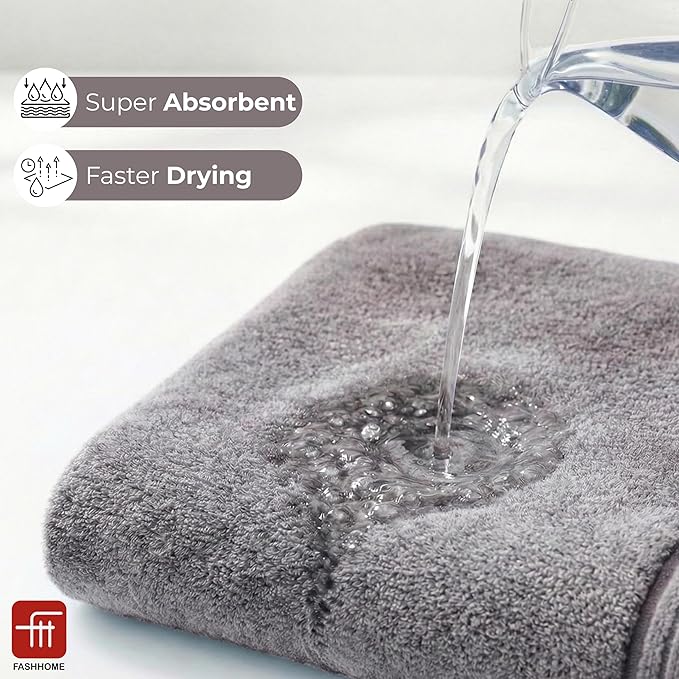 Fash Home 400 GSM Towel 70x140 cm – 1 Pc, Ultra Soft, Highly Absorbent, Quick Dry, Plush & Durable Cotton Bath Towel for Home, Gym & Spa (Grey)
