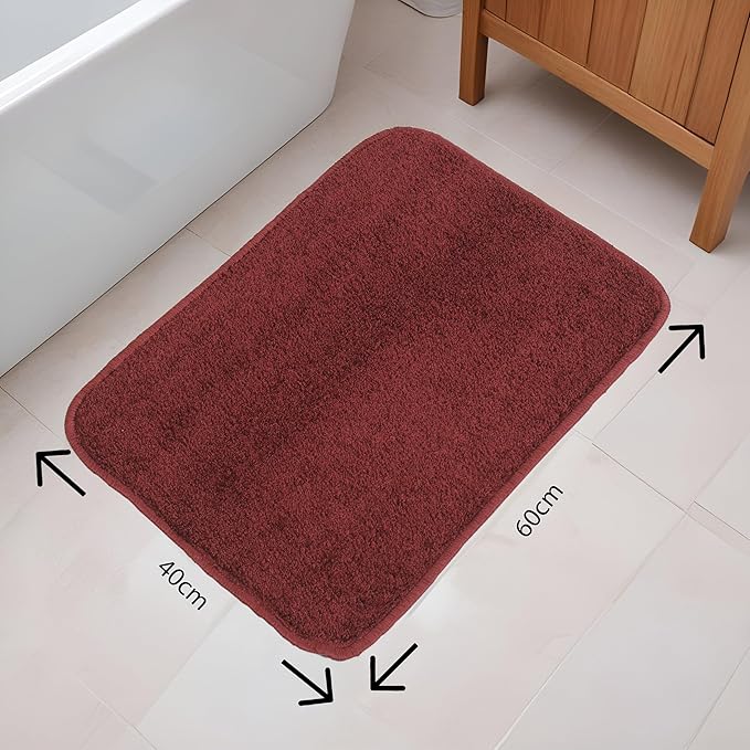 Fash Home Luxury Microfiber Bath Mat – Size 40x60 cm, 1500 GSM Ultra-Absorbent, Quick-Dry, Soft, Non-Slip, Machine Washable, Perfect for Bathroom, Shower, and Floor Use (Maroon)