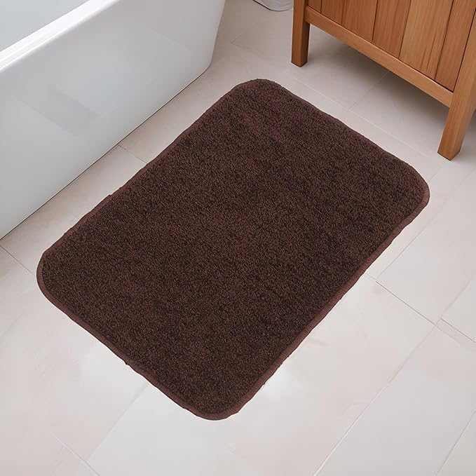Fash Home Luxury Microfiber Bath Mat – Size 40x60 cm, 1500 GSM Ultra-Absorbent, Quick-Dry, Soft, Non-Slip, Machine Washable, Perfect for Bathroom, Shower, and Floor Use (Brown)
