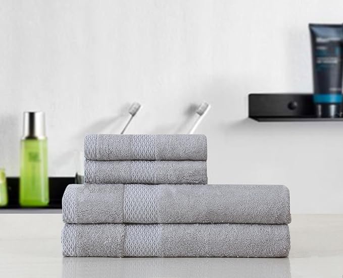 100% Natural Bamboo Towel 500 GSM Solid Hand Towel Pack of 4(40x60) (Sea Sand)