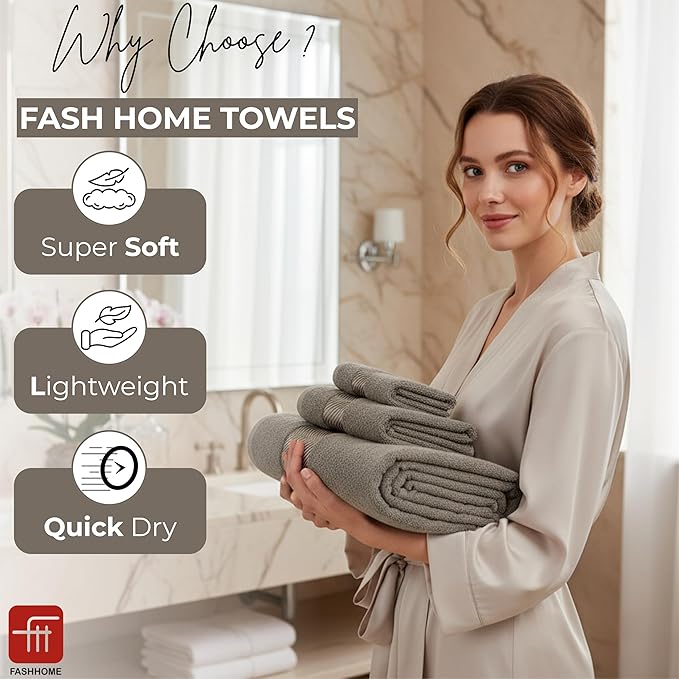 100% Cotton Super & Soft Towel Collection Set of 3 (Bath + Hand + Hamd) 500 GSM Large Size (Beige)