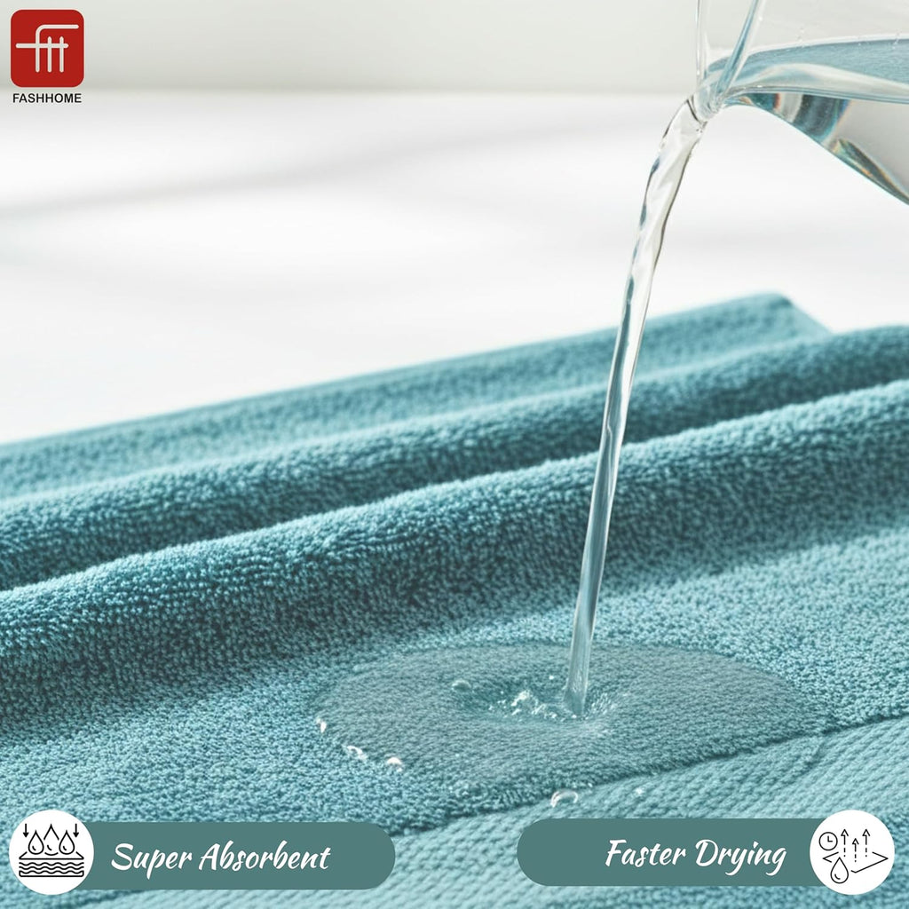 Micro Twist Towel 600 GSM 6 Pcs Towel Set 2 Bath +2 Hand+2 Face-Denim Blue