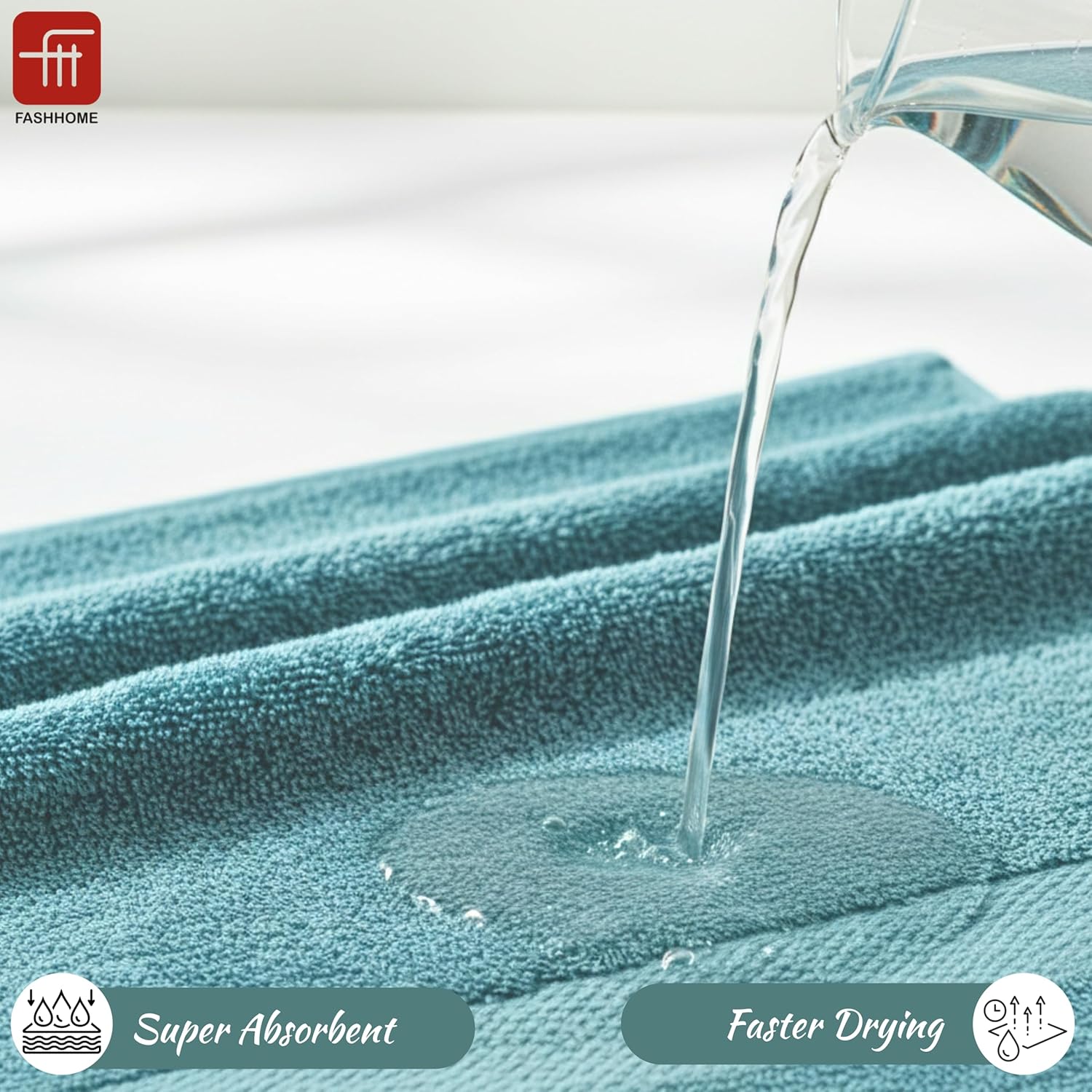 Micro Twist Towel 600 GSM 6 Pcs Towel Set 2 Bath +2 Hand+2 Face-Denim Blue