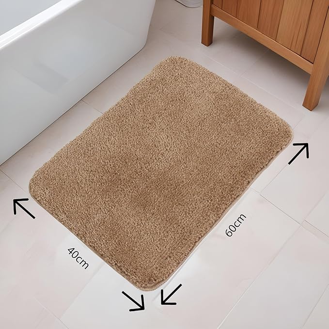 Fash Home Luxury 2000 GSM Microfiber Bathmat 40x60 cm, Ultra Soft, Highly Absorbent, Quick Drying, Non-Slip, Machine Washable, Durable for Bathrooms & Kitchens (Beige)