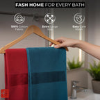 500 GSM 100% Cotton Highly Absorbent Super Luxury Large Couple Bath Towel Set (Maroon Red & Teal) Combo Pack of 4 ((Maroon Red& Teal))
