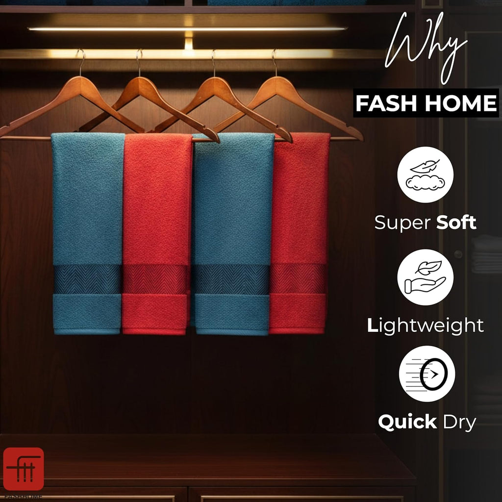 500 GSM 100% Cotton Highly Absorbent Super Luxury Large Couple Bath Towel Set (Maroon Red & Teal) Combo Pack of 4 ((Maroon Red& Teal))