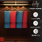 500 GSM 100% Cotton Highly Absorbent Super Luxury Large Couple Bath Towel Set (Maroon Red & Teal) Combo Pack of 4 ((Maroon Red& Teal))