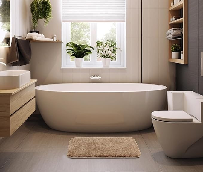 Fash Home Luxury 2000 GSM Microfiber Bathmat 40x60 cm, Ultra Soft, Highly Absorbent, Quick Drying, Non-Slip, Machine Washable, Durable for Bathrooms & Kitchens (Beige)