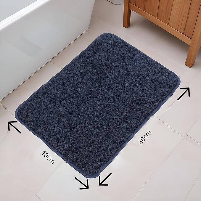 Fash Home Luxury Microfiber Bath Mat – Size 40x60 cm, 1500 GSM Ultra-Absorbent, Quick-Dry, Soft, Non-Slip, Machine Washable, Perfect for Bathroom, Shower, and Floor Use (Navy Blue)