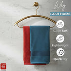 500 GSM 100% Cotton Highly Absorbent Super Luxury Large Couple Bath Towel Set (Set of 2 Maroon Red & Teal)