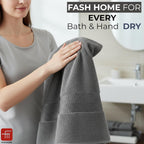 500 GSM 100% Cotton Highly Absorbent Luxurious Large Couple Bath Towel Set (Grey and Teal) Set of 2