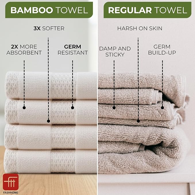 100% Natural Bamboo Towel 500 GSM Solid Hand Towel Pack of 4(40x60) (Pearl Peach)