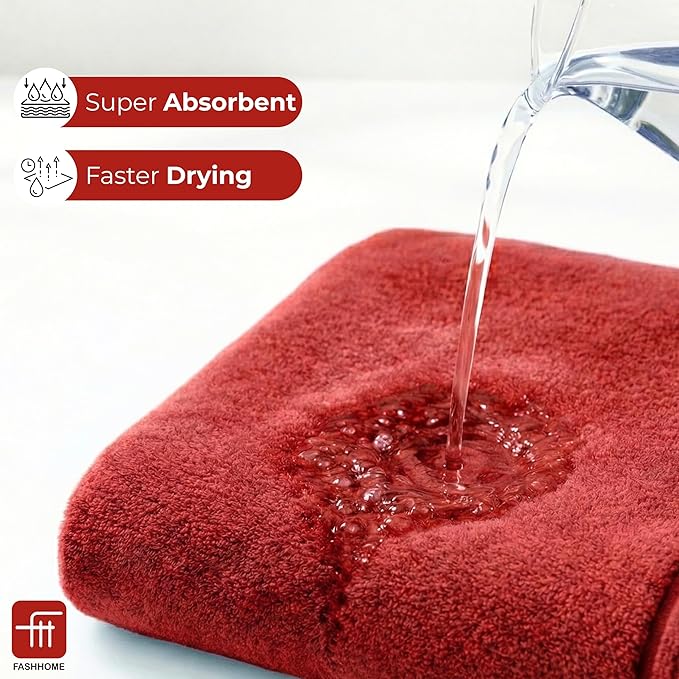 Fash Home 400 GSM Towel 70x140 cm – 1 Pc, Ultra Soft, Highly Absorbent, Quick Dry, Plush & Durable Cotton Bath Towel for Home, Gym & Spa (Maroon RED)
