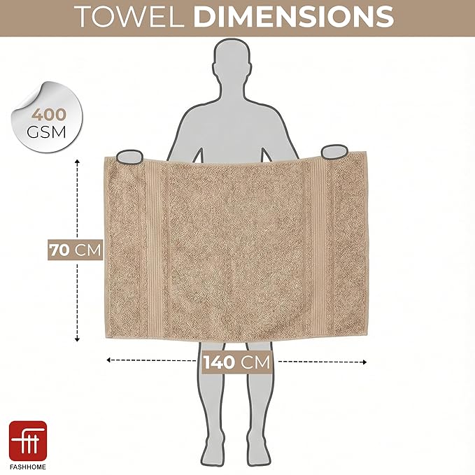 380 GSM 100% Cotton Highly Absorbent Light Weight Quick Dry Large Couple Bath Towel Set of 2(Navy Blue & Beige)