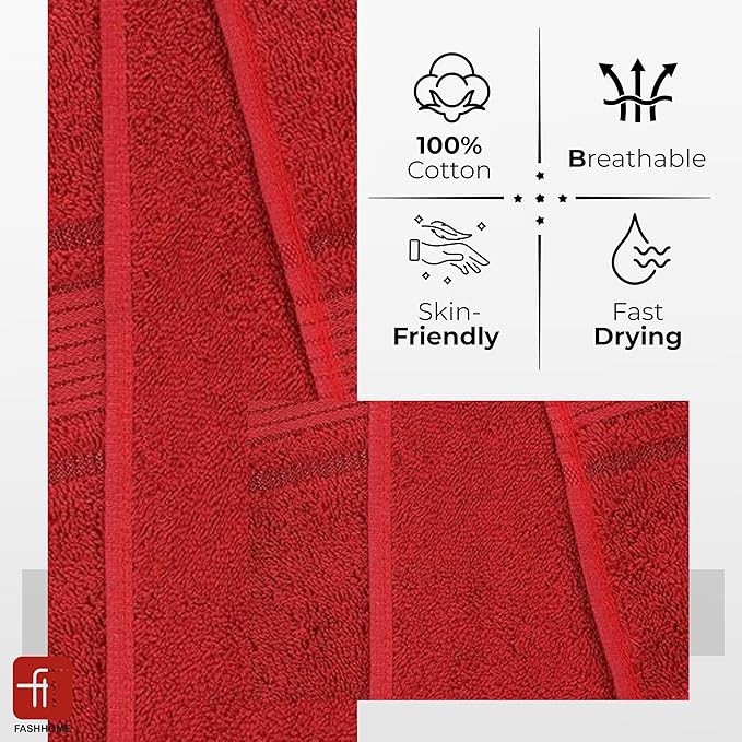 Fash Home 400 GSM Towel 70x140 cm – 1 Pc, Ultra Soft, Highly Absorbent, Quick Dry, Plush & Durable Cotton Bath Towel for Home, Gym & Spa (Maroon RED)