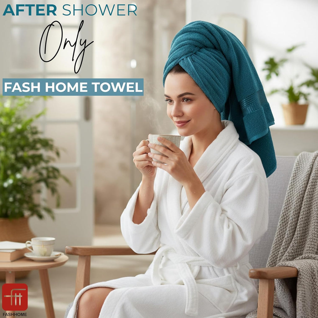 500 GSM 100% Cotton Highly Absorbent Super Luxury Large Couple Bath Towel Set and Hand Towel Set (Grey and Teal) Combo Pack of 2 Each