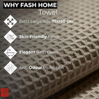 Fash Home Waffle Terry Fusion 4 pc Combo Bath Towel-75X150cm-Full Large Size 100% Soft Cotton Super Luxurious | Quick Absorbent | Only for Premium Royal Elite Class Men/Women/Couples