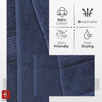 Fash Home 400 GSM Towel 70x140 cm – 1 Pc, Ultra Soft, Highly Absorbent, Quick Dry, Plush & Durable Cotton Bath Towel for Home, Gym & Spa (Navy Blue)