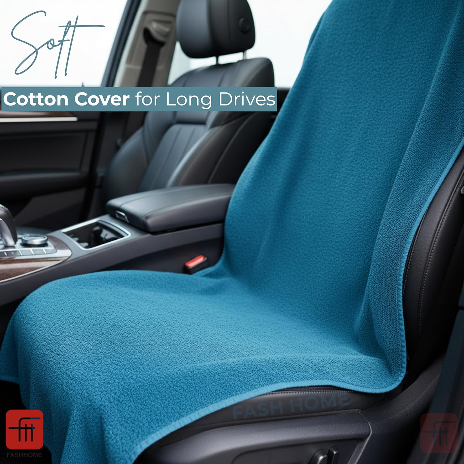 FASH Home Office Chair Towel | Luxury Car Seat Towel Cover | 100% Superfine Cotton | 550 GSM Large Size with Tie Knot | Teal | Pack of 4