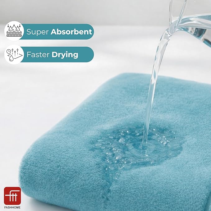 380 GSM 100% Cotton Highly Absorbent Light Weight Quick Dry Large Couple Bath Towel Set of 2 ( Grey&Teal)
