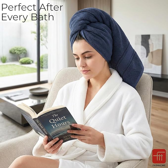 Fash Home 400 GSM Towel 70x140 cm – 1 Pc, Ultra Soft, Highly Absorbent, Quick Dry, Plush & Durable Cotton Bath Towel for Home, Gym & Spa (Navy Blue)