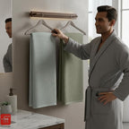 Fash Home Waffle Terry Fusion 2pc Bath Towel-75X150cm Full Large Size 100% Soft Cotton Super Luxurious | Quick Absorbent | Only for Premium Royal Elite Class Men/Women/Couples-OliveGreen+NaturalGrey