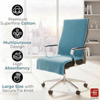 FASH Home Office Chair Towel | Luxury Car Seat Towel Cover | 100% Superfine Cotton | 550 GSM Large Size with Tie Knot | Teal | Pack of 4