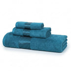 100% Cotton Super & Soft Towel Collection Set of 3 (Bath + Hand + Hand) 500 GSM Large Size (Teal)