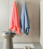 Quick Dry Star Border Bath Towel | 360 GSM Soft & Absorbent Solid Bath Towel | Lightweight & Skin-Friendly Towel for Everyday Use (2, Deep Blue & Red)