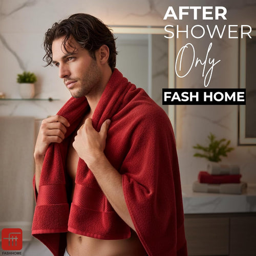 100% Cotton Ultra Soft & Super Absorbent, Antibacterial Hand Towel 500 GSM 40x60 cm. (Chrismas Red & Golden Beige)