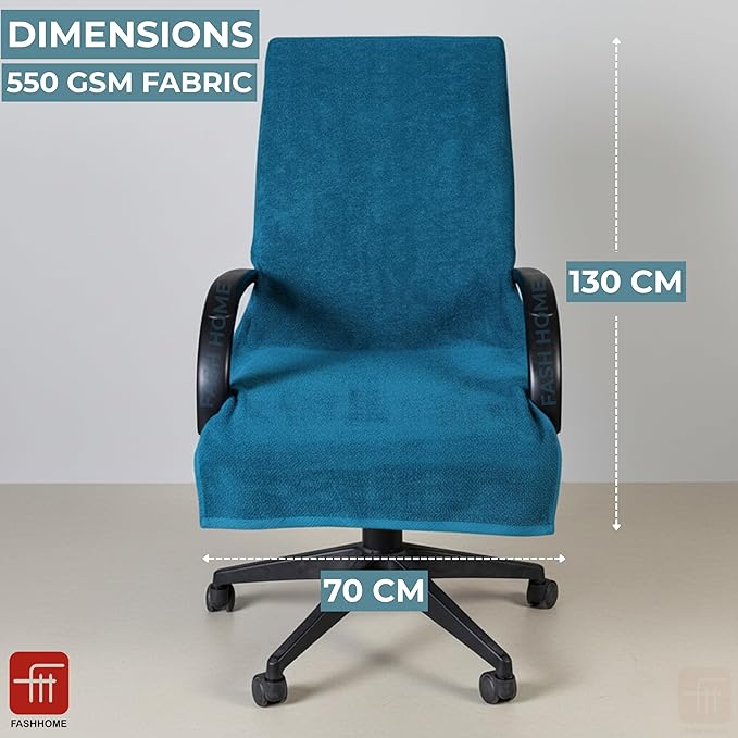 FASH Home Office Chair Towel | Luxury Car Seat Towel Cover | 100% Superfine Cotton | 550 GSM Large Size with Tie Knot | Teal | Pack of 4
