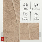Fash Home 400 GSM Towel 70x140 cm – 1 Pc, Ultra Soft, Highly Absorbent, Quick Dry, Plush & Durable Cotton Bath Towel for Home, Gym & Spa (Beige)