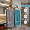380 GSM 100% Cotton Highly Absorbent Light Weight Quick Dry Large Couple Bath Towel Set of 2 ( Grey&Teal)