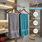 380 GSM 100% Cotton Highly Absorbent Light Weight Quick Dry Large Couple Bath Towel Set of 2 ( Grey&Teal)