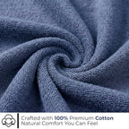 380 GSM 100% Cotton Highly Absorbent Light Weight Quick Dry Large Couple Bath Towel Set of 2(Navy Blue & Beige)