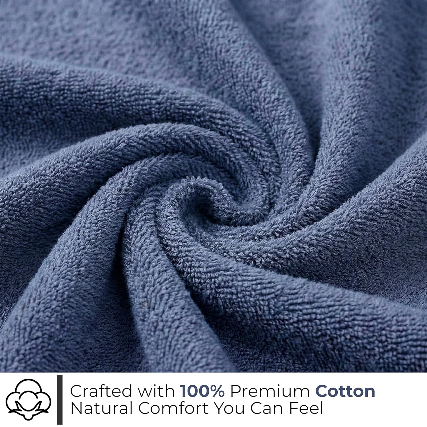 380 GSM 100% Cotton Highly Absorbent Light Weight Quick Dry Large Couple Bath Towel Set of 2(Navy Blue & Beige)