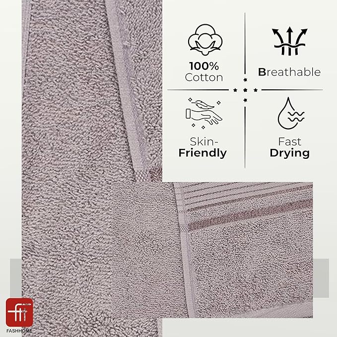 Fash Home 400 GSM Towel 70x140 cm – 1 Pc, Ultra Soft, Highly Absorbent, Quick Dry, Plush & Durable Cotton Bath Towel for Home, Gym & Spa (Grey)