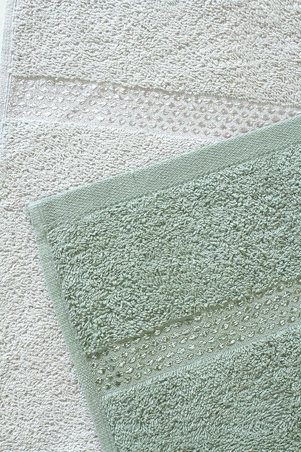Quick Dry Star Border Bath Towel | 360 GSM Soft & Absorbent Solid Bath Towel | Lightweight & Skin-Friendly Towel for Everyday Use (2, Olive Green & Silver Grey)